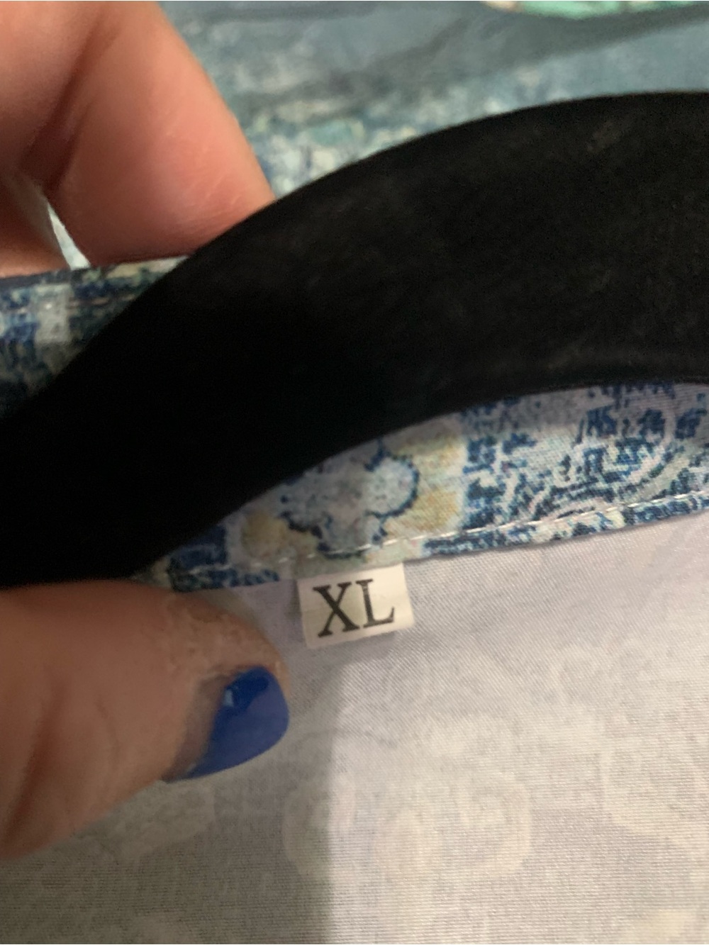 Men's Blue Patterned Button-Up Shirt Jacket - Picture 5 of 5
